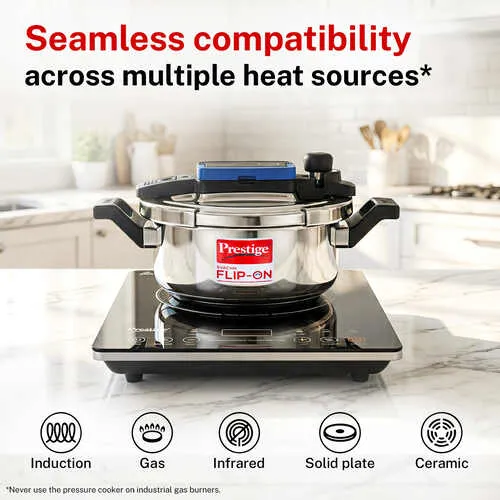  Prestige Svachh Flip-on Stainless Steel Spillage Control Pressure Cooker with Glass Lid, 3 Litre (Silver) - Detail View